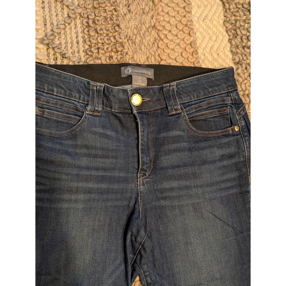 Democracy Ab Technology Skinny Jeans Dark Wash Raw Tulip Hem Size 8 - Picture 3 of 10
